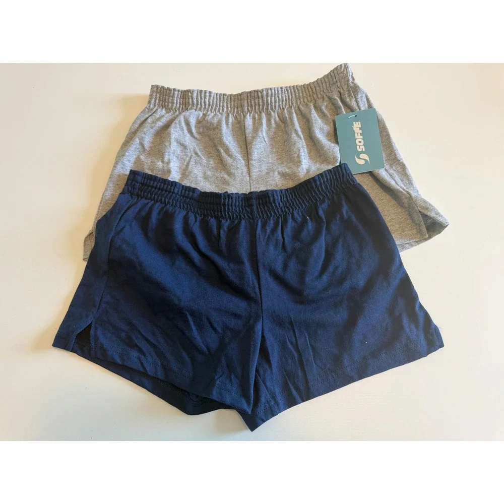 Soffe Low Rise Cheer Shorts 2 Pack Navy Blue Heather Gray Girls XL 16 NWT